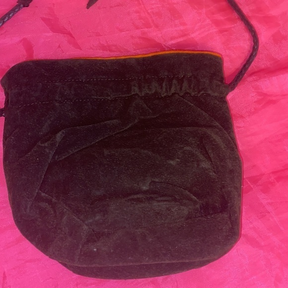Vintage JOHN HARDY draw string velvet Pouch Embossed with logo charcoal & Orange - Picture 5 of 7
